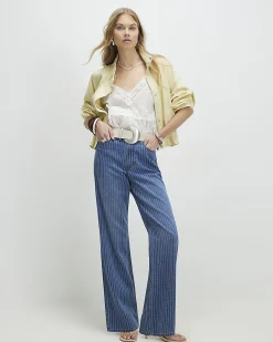 Blue Stripe Relaxed Straight Leg Jeans