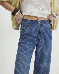 Blue Stripe Relaxed Straight Leg Jeans