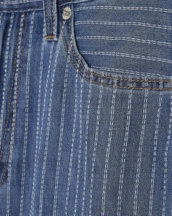 Blue Stripe Relaxed Straight Leg Jeans