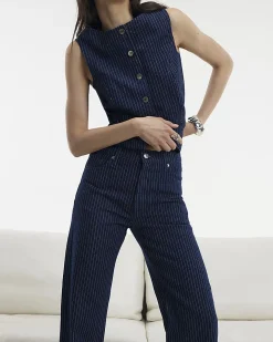 Blue Stripe Relaxed Straight Jeans