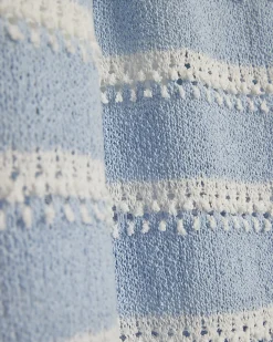 Blue Striped crochet Wide Leg Trousers
