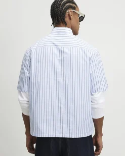 Blue Striped Sanctuaire Badged Shirt
