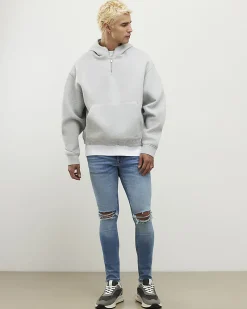 Blue Super Skinny Fit Ripped Stretch Jeans