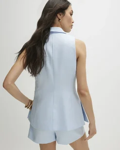 Blue Tailored V Neck Waistcoat