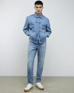 Blue Tapered Fit Stretch Jeans