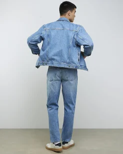 Blue Tapered Fit Stretch Jeans