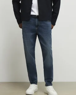 Blue Tapered Fit Stretch Jeans