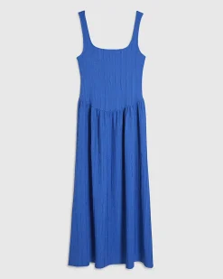 Blue Textured Midi Dress