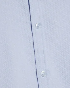 Blue Textured Muscle Fit Short Sleeve Shirt