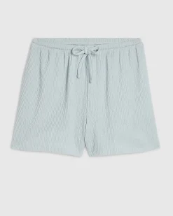 Blue Textured Shorts