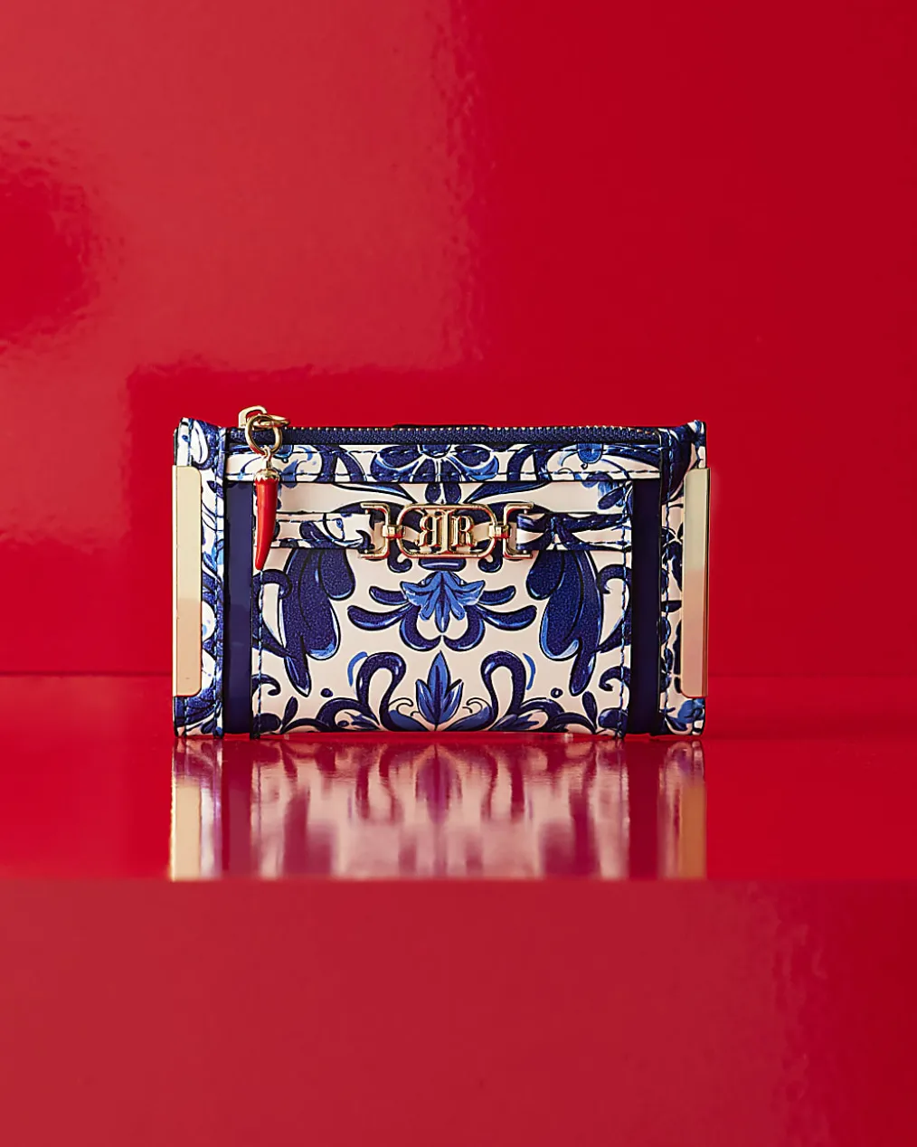 Blue Tile Print Mini Purse