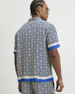 Blue Tile Print Shirt