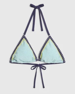 Blue Triangle Whipstitch Bikini Top