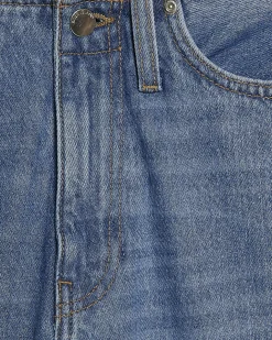 Blue Turn Down Hem Wide Leg Jeans