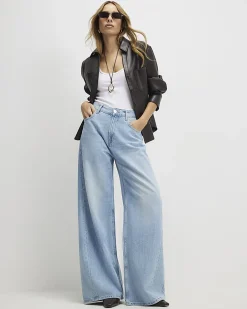 Blue Wide Leg Jeans