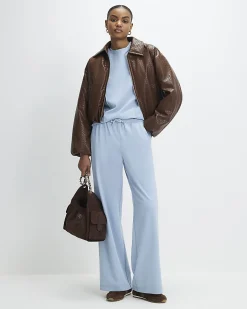 Blue Wide Leg Joggers