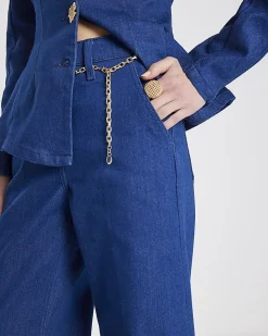 Blue Wide Leg Palazzo Jeans