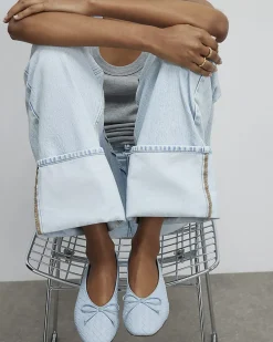 Blue Woven Ballet Pumps