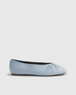 Blue Woven Ballet Pumps