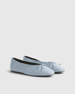 Blue Woven Ballet Pumps