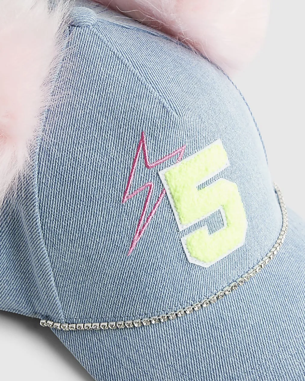 Blue Year Zero Pom Pom Denim baseball Cap