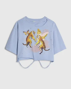Blue Year Zero Tiger Graphic Crop T-Shirt