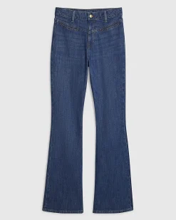 Blue Yoke Detail Bootcut Jeans