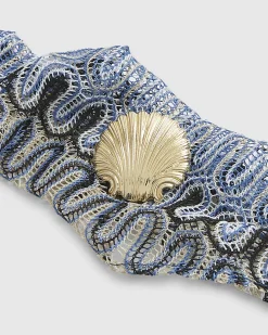 Blue Zigzag Shell Scarf