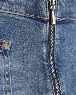 Blue Zip Front High Waisted Skinny Jeans