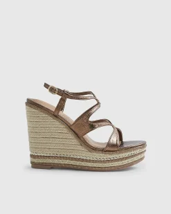 Bronze Caged Wedge Sandals