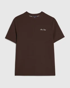 Brown Slim Fit Textured Midweight T-Shirt