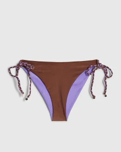 Brown And Purple Reversible Bikini Bottoms