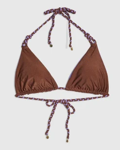 Brown And Purple Reversible Bikini Top