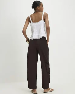 Brown Barrel Leg Trousers