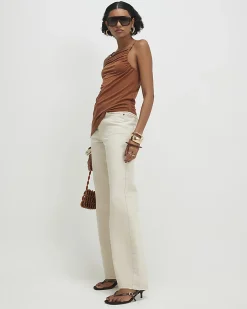 Brown Beaded Strap Cami Top