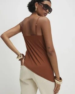 Brown Beaded Strap Cami Top