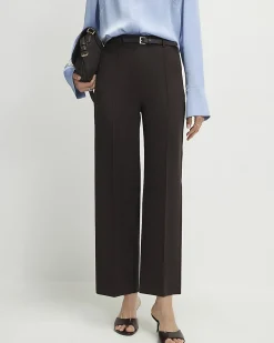 Brown Belted Cropped Wide Leg Trousers