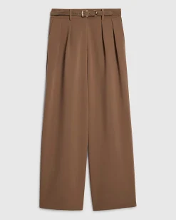 Brown Belted Wide Leg Trousers
