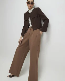 Brown Belted Wide Leg Trousers