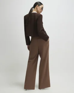 Brown Belted Wide Leg Trousers