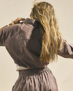 Brown Buttoned Bubble Hem Shirt