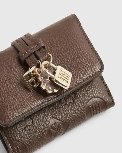 Brown Charm Detail Mini Foldout Purse