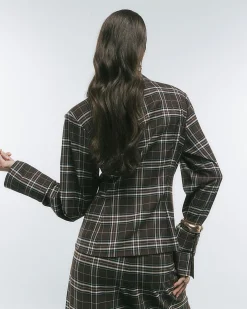 Brown Check Fitted Tailored Shirt