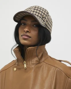 Brown Check Print baseball Cap