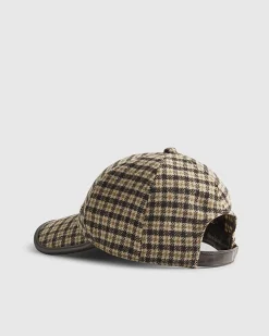 Brown Check Print baseball Cap