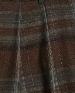 Brown Check Wide Leg Trousers