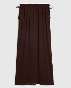 Brown Chiffon Tie Side Maxi Skirt