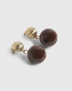 Brown Choc Ball Drop Earrings