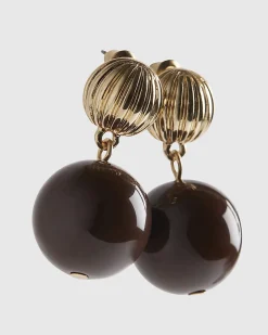Brown Choc Ball Drop Earrings
