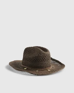 Brown Coin Band Raffia Hat